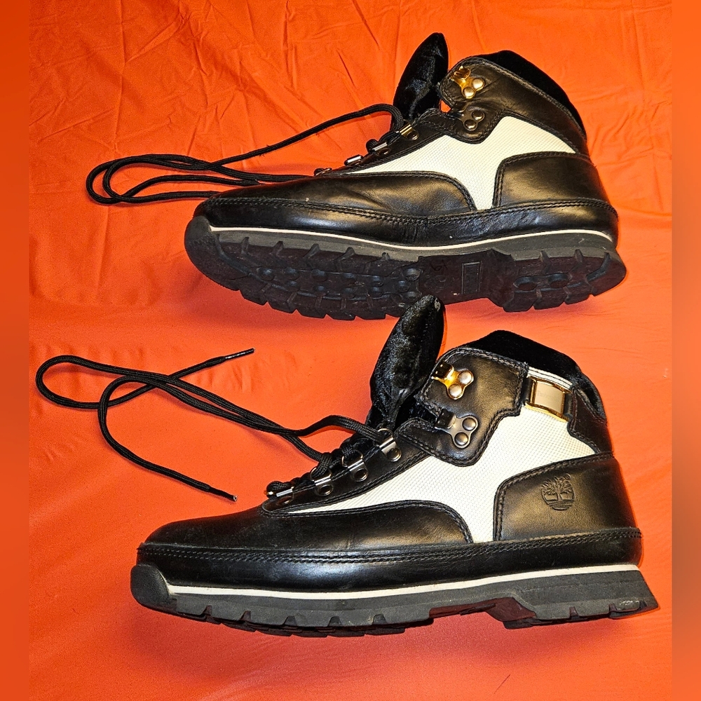Timberland Euro Mid Hiker Boots Leather & Durable Fabric w/Plush Collar sz11 EUC